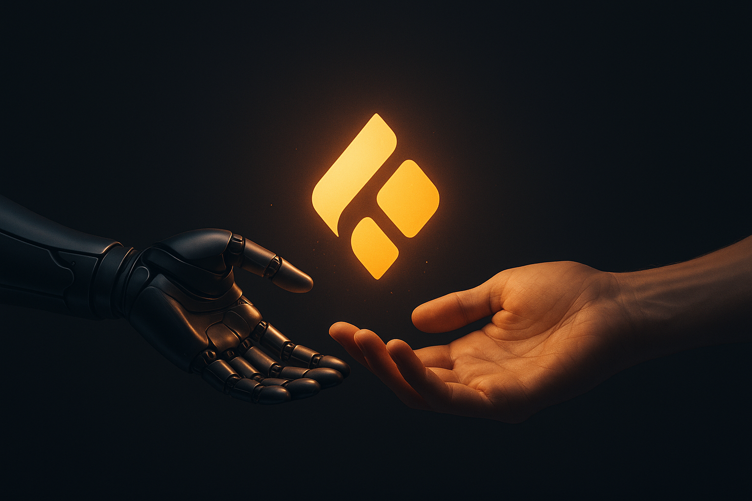 A symbolic image of technology and human vision uniting to create a new brand, representing the EastSnus partnership.